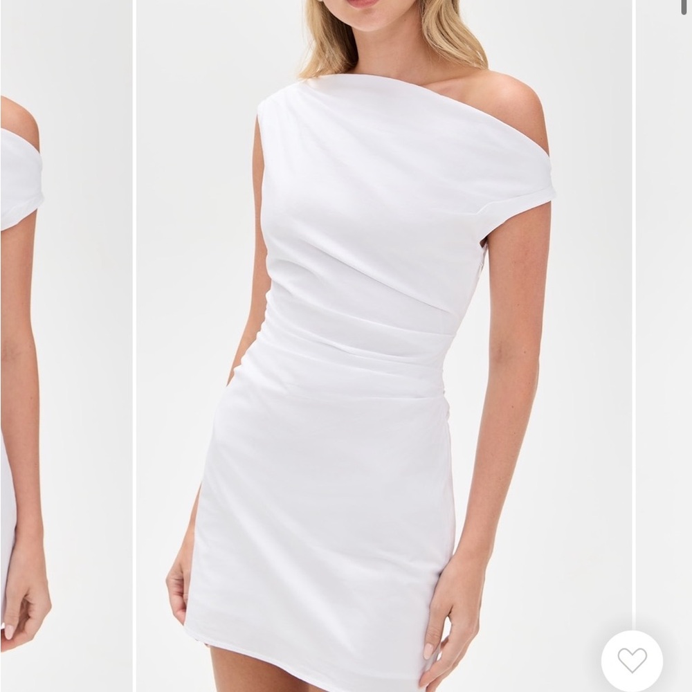 STAUD White Asymmetrical Mini Dress